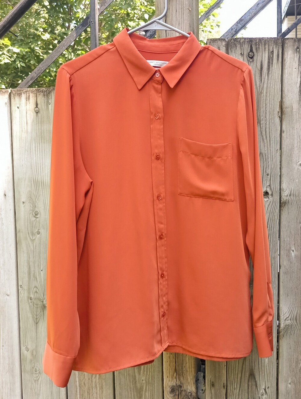 Contemporaine par Simons Button-Down Blouse Burnt Orange Recycled Material